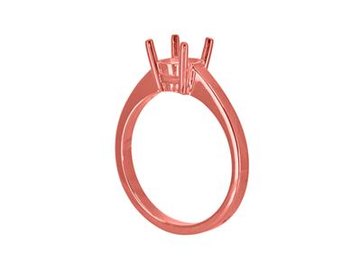 Solitario 4 Garras Para Piedra De 6 mm, Cuerpo Plano, Oro Rojo 18k 5n,tamaño 58 - Imagen Estandar - 3