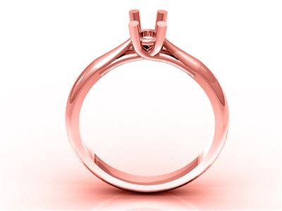 Solitario 4 Garras Cruzadas Para Piedra De 3,8mm, Oro Rojo 18k, Tamaño 53. Ref. 03420