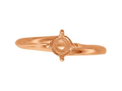 Solitario 4 Garras Desplazadas Parapiedra De 5 Mm, Cuerpo Abovedado, Oro Rojo 5n De 18 K, Tamaño 69 - Imagen Estandar - 4