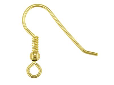 Gancho De Alambre Con Bola, Oro Amarillo De 9 Quilates, Cada Uno - Imagen Estandar - 1