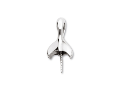 Colgante Cola De Delfn Para Perla De 7a 9mm, Oro Blanco De 18k. Ref. Pe211