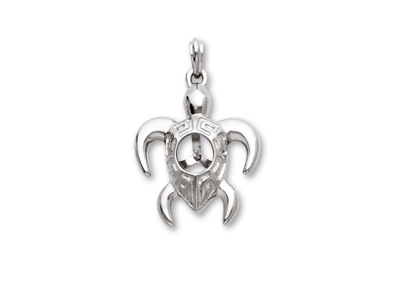 Colgante Tortuga Para Perla De 7a 9mm, Oro Blanco De 18k. Ref. Pe103