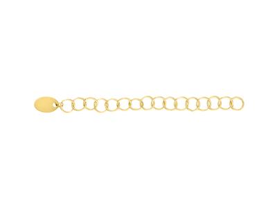 Cadena De Extension Con Borla, Eslabon Anneau 3,45 Mm, 4,50 Cm, Oro Amarillo 18 Kt