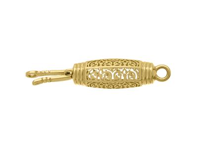 Cierre De Barril De Filigrana, 18 X6mm, Oro Amarillo 3n De 18 K