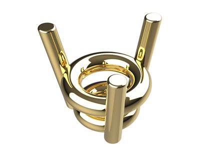 Bisel 3d, 3 Garras Dobles Para Piedra Redonda De 6,2 mm, Oro Amarillo De 18k. Ref. 10300 - Imagen Estandar - 1