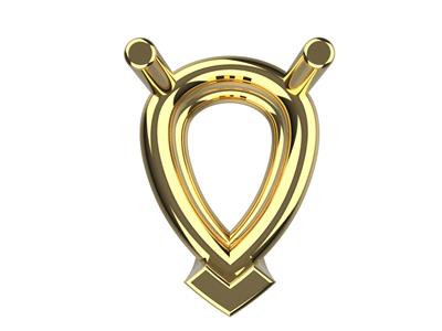 Bisel 3d, 3 Garras Dobles Para Piedra Pera De 9 X 7 mm, Oro Amarillo De 18k. Ref. 10350 10350 - Imagen Estandar - 3