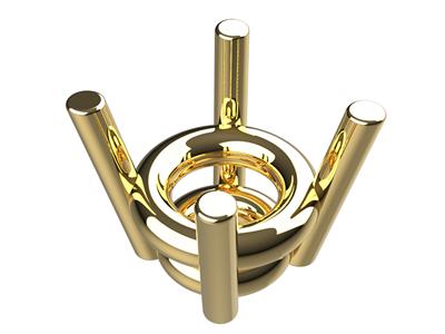 Engaste 3d, 4 Garras Dobles Listn Para Piedra Redonda De 4,80mm, Oroamarillo De 18k. Ref. 10400