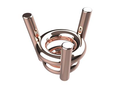 Chatón 3d, 3 Batientes Dobles Para Piedra Redonda De 5,2 Mm, Oro Rojo De 18k. Ref. 10300 - Imagen Estandar - 1