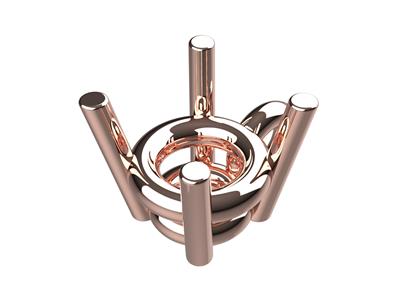 Chatn 3d, 4 Garras Dobles Con Fianza Para Piedra Redonda De 3,4mm, Oro Rojo De 18k. Árbitro. 10410