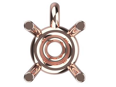 Chatón 3d, 4 Garras Dobles Con Fianza Para Piedra Redonda De 4,6mm, Oro Rosa De 18k. Ref. 10410 0410 - Imagen Estandar - 3