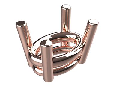 Bisel 3d, 4 Garras Dobles Para Piedra Ovalada De 9 X 7 mm, Oro Rojo De18k. Ref. 10450 - Imagen Estandar - 1