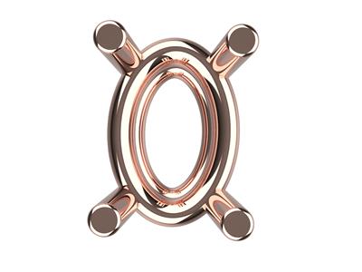 Bisel 3d, 4 Garras Dobles Para Piedra Ovalada De 9 X 7 mm, Oro Rojo De18k. Ref. 10450 - Imagen Estandar - 3