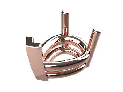 Engaste 3d, 3 Garras Dobles Para Piedra Pera De 8 X 6 mm, Oro Rosa 18k. Ref. 10350 - Imagen Estandar - 1