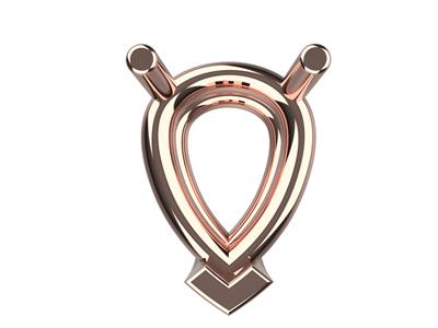 Engaste 3d, 3 Garras Dobles Para Piedra Pera De 8 X 6 mm, Oro Rosa 18k. Ref. 10350 - Imagen Estandar - 3