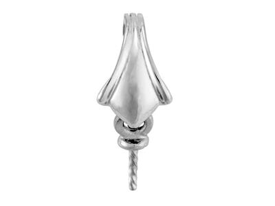 Clip De Enganche Para Perla De 5 a 9 mm, Oro Blanco De 18 Quilates Rodiado. Ref. Pec014 - Imagen Estandar - 2