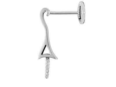 Sistema De Oreja Para Perla Alpas De 7 a 9 mm, Oro Blanco De 18 Quilates Rodiado. Ref. Pe212, Par - Imagen Estandar - 1
