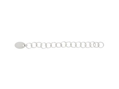 Cadena De Extension Con Borla, Malla Anillo 3,45 Mm, 4,50 Cm, Oro Blanco 18 Kt Bn