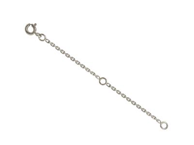 Cadena Extensible, Forçat Talla Diamante 1,47 Mm, 8 Cm, Oro Blanco 18k, Rodiado