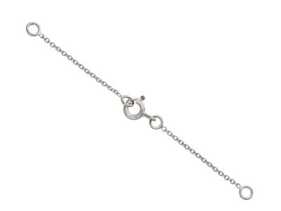 Cadena de seguridad para collar, ma lla forzada redonda de 1,10 mm, 6 c m, Oro blanco de 18 quilates rodiad
