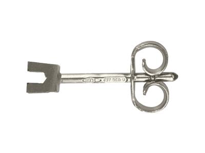 Pendiente Listo Para Engastar Con 4garras Cuadradas, Para Piedra De 1 ,30 mm, Oro Blanco De 18k Rodiado, - Imagen Estandar - 2