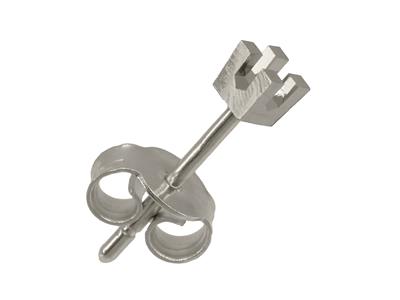 Pendiente Listo Para Engastar Con 4garras Cuadradas, Para Piedra De 1 ,50 mm, Oro Blanco 18k Rodiado, La R Unidad - Imagen Estandar - 1