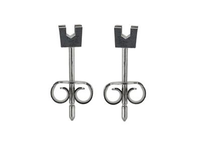Pendiente Listo Para Engastar Con 4garras Cuadradas, Para Piedra De 1 .80mm, Oro Blanco 18k Rodiado, La Pr Unidad - Imagen Estandar - 2