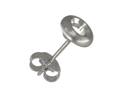 Pendiente Listo Para Engastar Neumático, Para Piedra De 4,30 mm, Oro Blanco De 18 Quilates Con Baño De Ro - Imagen Estandar - 1