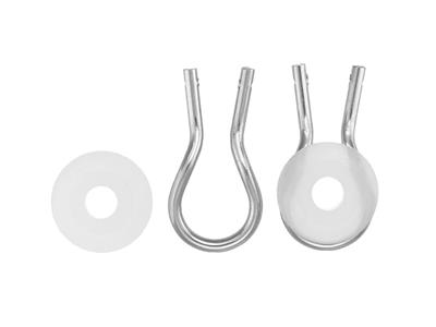 Orejas De Sistema Raqueta 15,7 MM Y Pasador, Oro Blanco 18k Pd 14, Por Pareja