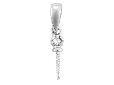 Fianza Con Diamante De 0,03ct Para Perla De 6 a 12 mm, Oro Blanco De 18k Rodiado. Ref. Be133 - Imagen Estandar - 2