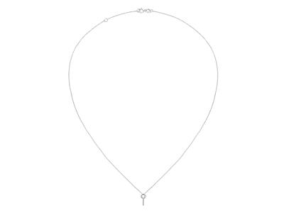 Collar Forçat, Con Abalorio Y Bisel Para Piedra De 0,05 Ct, 413 Cm, Oro Blanco 18k