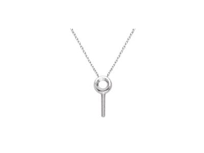 Collar De Malla For\at, Con Soportede Varilla Para Perla Y Engaste Pa Ra Piedra De 0,05 Ct, 41+3 cm, Oro - Imagen Estandar - 3