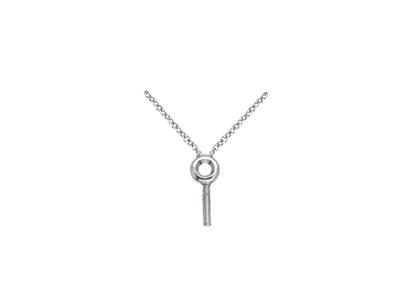 Collar De Malla For\at, Con Soportede Varilla Para Perla Y Engaste Pa Ra Piedra De 0,03 Ct, 45 cm, Oro Bllates - Imagen Estandar - 3