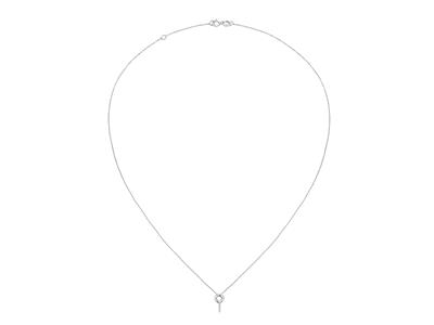 Collar Forçat, Con Abalorio Y Bisel Para Piedra De 0,10 Ct, 423 Cm, Oro Blanco 18k