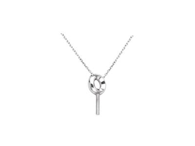 Collar De Malla For\at, Con Soportede Varilla Para Perla Y Engaste Pa Ra Piedra De 0,10 Ct, 42+3 cm, Oro - Imagen Estandar - 3