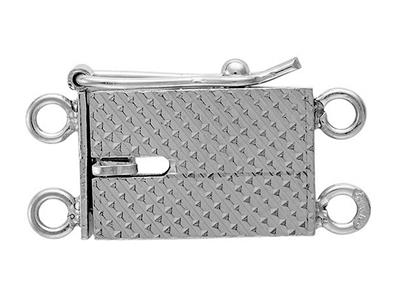 Cierre Guilloch Rectangular De 10mm, 2 Hileras Con Seguridad, Oro Gris De 18k.ref. 07139-s