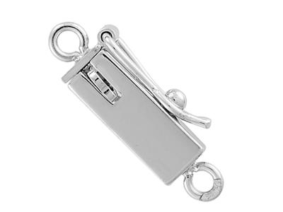 Cierre Liso Rectangular De 8 mm, 1 Hilera Con Seguridad, Oro Blanco De18k. Ref. 07130-s - Imagen Estandar - 1
