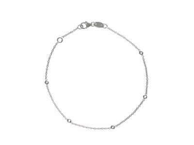 Pulsera Redonda Con Engaste De Malla For\at, Para 5 Piedras De 1,30 mm, 17,5+1 cm, Oro Gris Rodiado De 18 - Imagen Estandar - 2