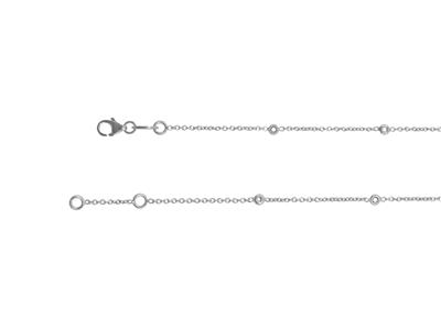 Pulsera Redonda Con Engaste De Malla For\at, Para 5 Piedras De 1,30 mm, 17,5+1 cm, Oro Gris Rodiado De 18 - Imagen Estandar - 3