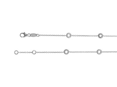 Pulsera Redonda Con Engaste De Malla For\at, Para 5 Piedras De 2,40 Mm, 17,5+1 Cm, Oro Blanco Rodiado De - Imagen Estandar - 2