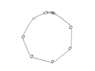 Pulsera Redonda Con Engaste De Malla For\at, Para 5 Piedras De 2,40 Mm, 17,5+1 Cm, Oro Blanco Rodiado De - Imagen Estandar - 3