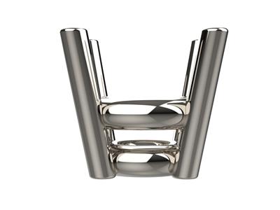 Montura 3d, 4 Garras De Doble Refuerzo Para Piedra Redonda De 6,50 Mm,oro Blanco De 18 Quilates Pd13. Re - Imagen Estandar - 2