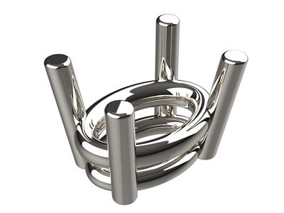 Engaste 3d, 4 Garras De Doble Listn Para Piedra Ovalada De 7 X 5 Mm, Oro Gris De 18 Quilates Pd13. Ref.