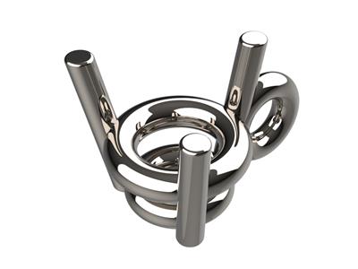 Chatn 3d, 3 Garras Dobles Bâte Conasa Para Piedra Redonda De 6,5mm, Oro Gris 18k. Ref. 10310