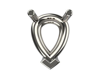 Engaste 3d, 3 Garras Dobles Para Piedra En Forma De Pera De 5 X 3 Mm, Oro Blanco 18k. Ref. 10350 - Imagen Estandar - 3