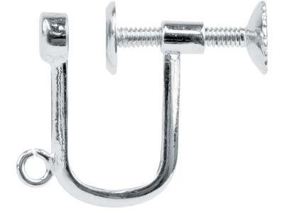 Pendiente De Rosca De Plata De Ley Con Fornitura Colgante, Para Oreja Sin Perforar, 3 Mm, Corchete Plano Con Anilla Abierta