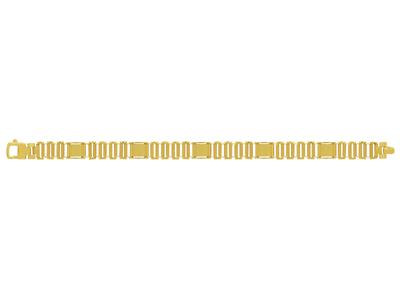 Pulsera De Hombre Con Malla Y Placas Cuadradas De 10 mm, Satinada/pulida, 21 cm, Oro Amarillo De 18 Quilas - Imagen Estandar - 1