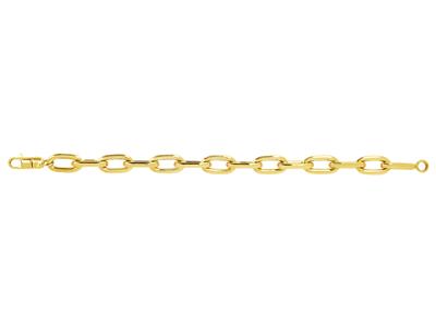 Pulsera, Malla Rectangular Hueca 10 Mm, 21 Cm, Oro Amarillo 18k