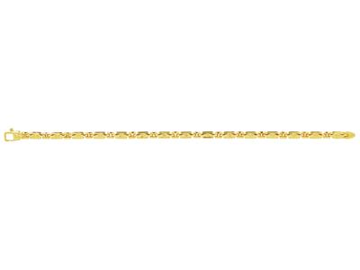 Pulsera, Eslabones Huecos Articulados De 4 Mm, 18,5 Cm, Oro Amarillo De 18 Quilates