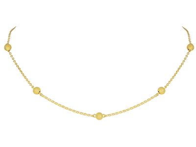 Collar Con Bolas De Raso De 5 MM En Cadena De Forçat Transparente, 42 Cm, Oro Amarillo De 18 Quilates - Imagen Estandar - 1