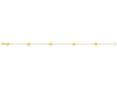 Pulsera Con 3 Bolas De Raso De 5 MM En Una Cadena Forçat Transparente, 18,5 Cm, Oro Amarillo De 18 Quilates